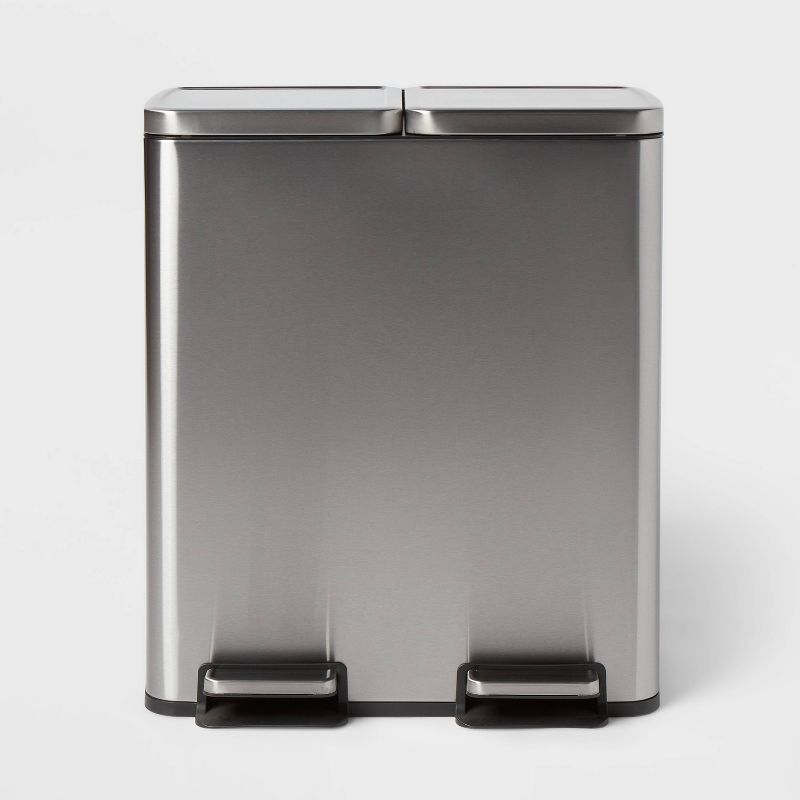 60L Stainless Steel Step Trash and Recycle Can - Brightroom&#8482;, 1 of 12