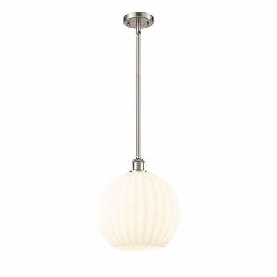 White Venetian - 1 Light Stem Hung Pendant In Modern Style-13.5 Inches Tall and 12 Inches Wide