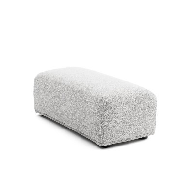 HOMES: Inside + Out Povoa Modern Modular Rectangle Ottoman Light Gray Boucle