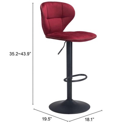 Adjustable Contemporary Red Wood and Metal Bar Stool
