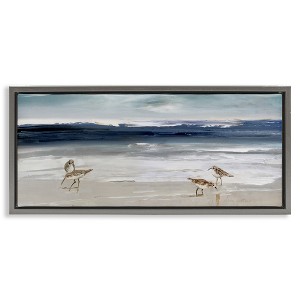 Stupell Industries Sandpipers Grazing Sea Shore Floating Frame Canvas Art - 1 of 4