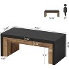 Lantine Farmhouse Coffee Table, Mid-Century Modern Coffee Table with Sturdy Base, Large Rectangle Accent Center for Apartment, Black & Walnut - 2 of 4