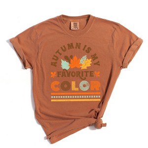 Simply Sage Market Women's Autumn Is My Favorite Color Colorful Short Sleeve Garment Dyed Tee - 1 of 2