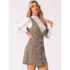 Allegra K Women's V Neck Gingham Check Pinafore Overalls Suspenders Plaid Print Dress - 2 of 4