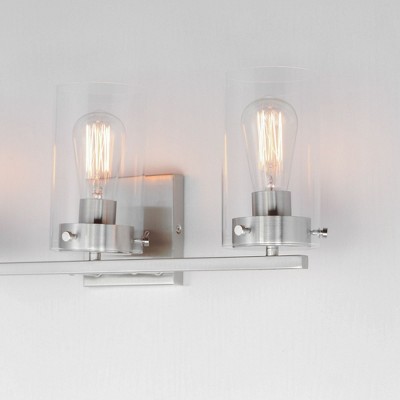 Satin Nickel 3-Light Vanity with Clear Glass Shades