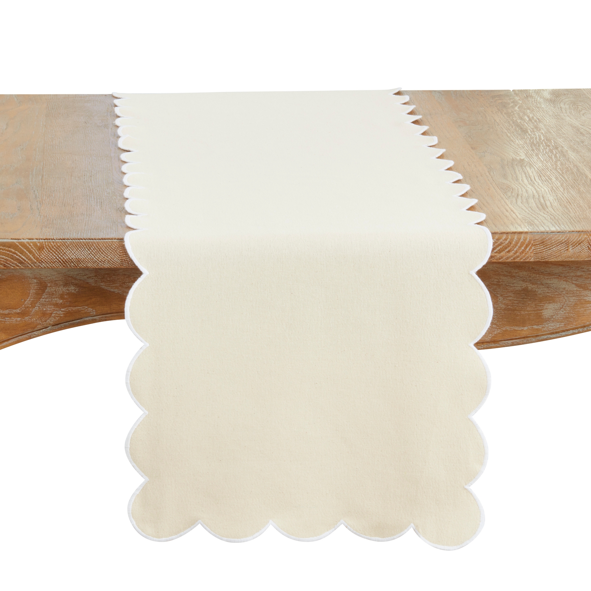 Saro Lifestyle Scalloped Table Runner, 16"x72", Natural