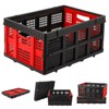 Collapsible Crate, 14.5 Gallon Stackable Heavy Duty Plastic Storage Crate with Handle, 55 Lb Capacity, Folding Storage Busket for Home Farm, Red - 2 of 4