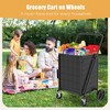 NAYSAYE Foldable Shopping Dolly Heavy Duty Utility Cart with Double Basket for Groceries and Laundry, Antique Black, 24.6"*21.25"*40.15" - 2 of 4