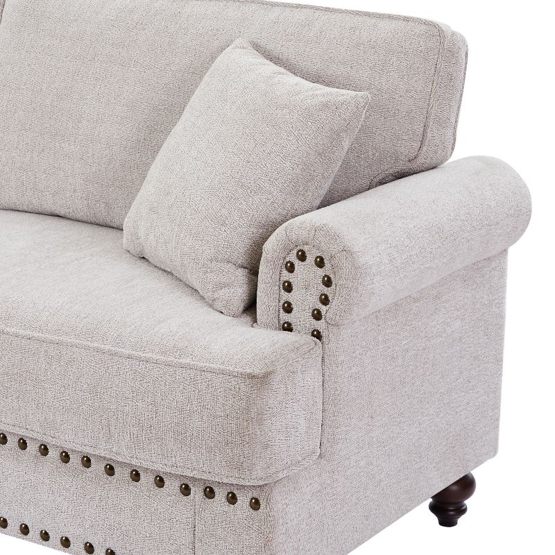 Upholstered 3 Seat/Loveseat/1 Seat Sofa Couches with Nailhead Accents, Scrolled Armrests, and Turned Legs-ModernLuxe, 5 of 8