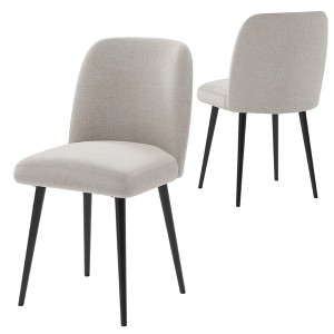 HomeRoots Set of Two Beige And Black Upholstered Fabric Dining Side Chairs - 1 of 4
