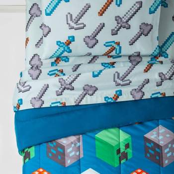 Minecraft Twin Isometric Kids' Bedding Set Blue