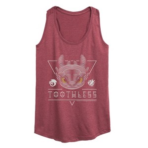 Women's - How to Train Your Dragon - Toothless Line Art Graphic Racerback Tank - 1 of 4