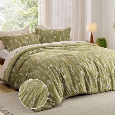 Cozy Comfort by Bedsure | 3 Pcs Bedding Set Botanical Flowers Reversible 80gsm 80GSM Comforter Set