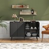 47.2 Inches Wide 4 Doors Fluted Sideboard Buffet Cabinet with Adjustable Shelf, Solid Wood Feet for Kitchen, Dining Room, and Living Room - 2 of 4