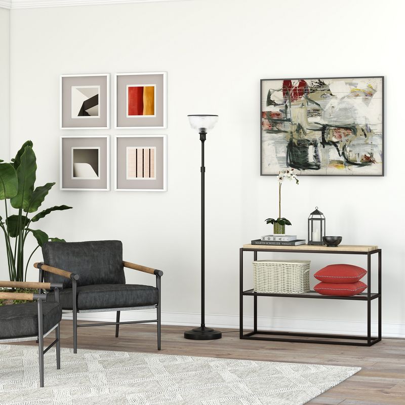 Hampton &#38; Thyme Torchiere Floor Lamp with Ribbed Glass Shade Blackened Bronze/Clear, 5 of 12