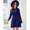 Clearlove Womens A-Line Sweater Dress Long Sleeve Casual Knitted Crew Neck High Waist Flowy Ruffled Mini Dress - 3 of 4
