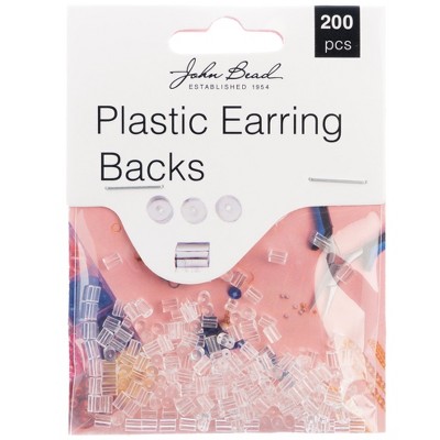 John Bead Must Have Findings Plastic Clear Earring Backs for Jewelry Making Findings, 200 Pieces