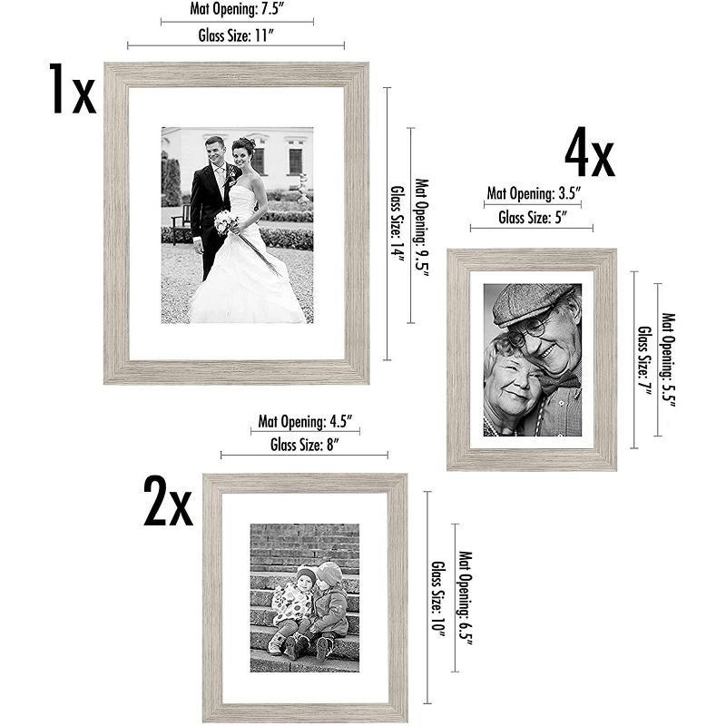Americanflat Picture Frame Set of 7 Pieces with tempered shatter-resistant glass - Available in a variety of sizes and styles, 2 of 7