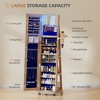 Vlsrka 360° Swivel Jewelry Armoire with LED Mirror, Lockable Standing Organizer with Foldable Shelf & Wheels - 3 of 4