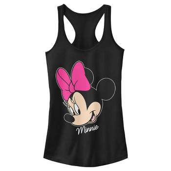 Women's Mickey & Friends Distressed Minnie Mouse Sitting Racerback Tank Top  - Pink Heather - Large : Target