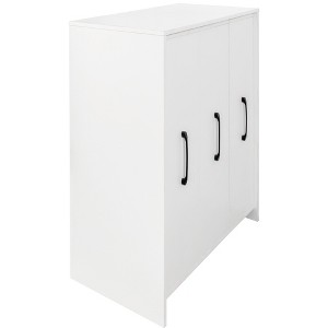 Gulches 36 in W x 16 in D x 60 in H White Particleboard MDF Free Standing Decorative Storage Cabinets with 3 Pull-Out Doors 9 Shelves Wheels in White - 1 of 4