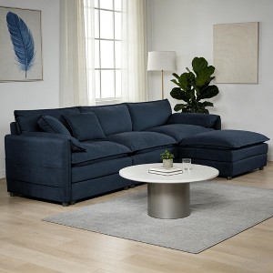 GDFStudio Morwen 109.45'' Modern Chenille Upholstered Oversized Deep Seat Modular Sectional Sofa with 3 Cushions - 1 of 4
