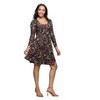 24seven Comfort Apparel Floral Print Long Sleeve Fit and Flare Mini Dress - 2 of 4