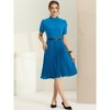Allegra K Women's Elegant Short Sleeve Ruffle Stand Neck Belted Waist Pleated A Line Midi Dress - 2 of 4