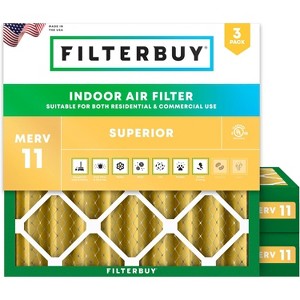 Filterbuy 19x19x4 Air Filter (3-Pack), Pleated MERV 11 Allergen Defense Replacement HVAC AC Furnace Filters (Actual Size: 19.00 x 19.00 x 3.63) - 1 of 4