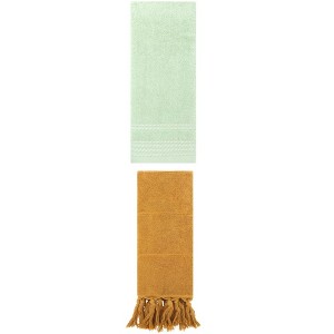 REGALWOVEN 2 Packs Striped and Tassels Hand Towels for Bathroom 14" x 30" - 1 of 4