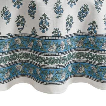 Tropez Block Print Stain & Water Resistant Indoor/Outdoor Tablecloth - Elrene Home Fashions