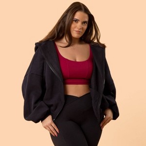 Blogilates Women's Marshmallow Full Zip Hooded Sweatshirt - 1 of 4