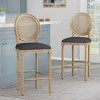 High Counter Bar Stool Set Of 2,Fabric Round Back Upholstered Kitchen Chairs,Armless Living Room Chairs With Rubberwood Legs-Cuddlewood - 2 of 4