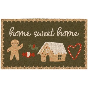 Design Imports Christmas Natural Coir Fiber Doormat, Non-Slip PVC Backing, Home Sweet Home - 1 of 4