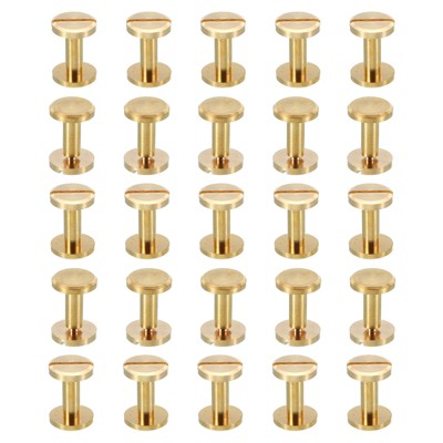 Unique Bargains Brass Rust-proof Durable Leather Belt Scrapbook Binding Chicago Screws 25 Sets