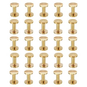 Unique Bargains Brass Rust-proof Durable Leather Belt Scrapbook Binding Chicago Screws 25 Sets - 1 of 4