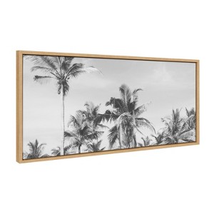 18" x 40" Sylvie Coastal Palm Tree Beach BW Frame Canvas by Creative Bunch - Kate & Laurel All Things Decor - 1 of 4