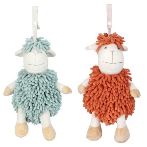REGALWOVEN Cute Sheep Chenille Soft Absorbent Quick Drying Fuzzy Ball Hand Towel 9" x 13" 2 Pcs - 1 of 4