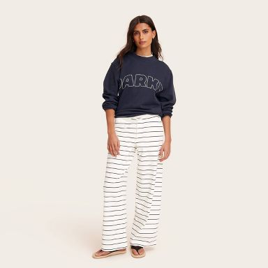 Women's High-Rise Boxer Knit Pants - Parke x Target Navy Blue Striped XS