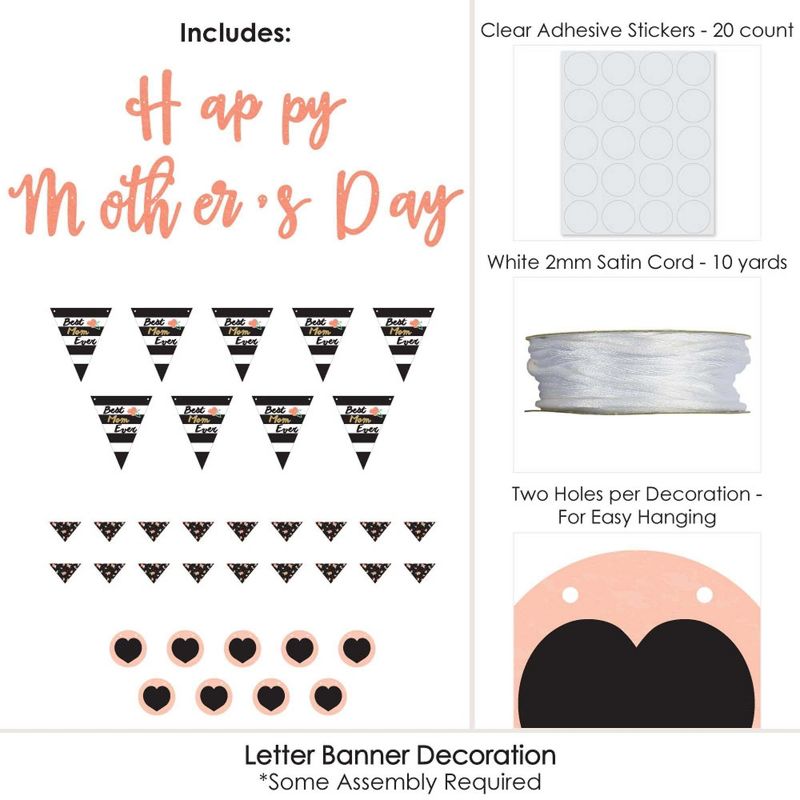 Big Dot of Happiness Best Mom Ever - Mother's Day Letter Banner Decoration - 36 Banner Cutouts and Happy Mother's Day Banner Letters, 4 of 7
