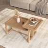 FONTOI Modern 2 Piece Nesting Rattan Wood Coffee Table for Living Room Minimalist Sofa Table Multifunctional Wood Table, Brown, 39.6"* 23.6"*19.7" - 2 of 4