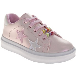 Badgley Mischka Glitter Stars Lace-Up Sneakers Girls - Glamorous Fashion Forward Sparkle Detail  (Little Kid – Big Kid) - 1 of 1