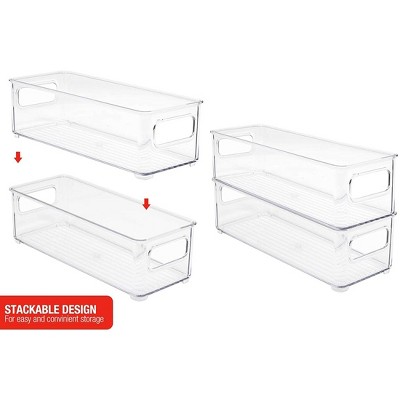 Sorbus 4 Pack Narrow Stackable Clear Storage Bins with Handles- for Kitchen Pantry, Freezer & Fridge Organization — фото 5