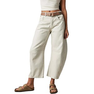 Womens Baggy Jeans for All Season Wide Leg Barrel Jeans Vintage Mid Rise Horseshoe Jeans Casual Loose Fit Jeans Summer Pants - 1 of 4