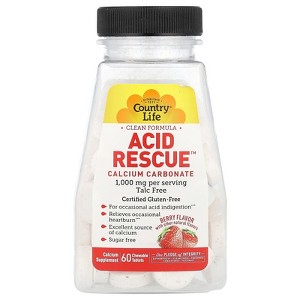 Country Life Acid Rescue, Calcium Carbonate, Berry, 1,000 mg, 60 Chewable Tablets (500 mg per Tablet) - 1 of 2