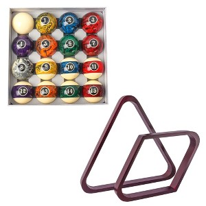 GSE Billiard Balls and Racks Set, 8-Ball Triangle & 9-Ball Diamond Pool Ball Racks with 2-1/4" Standard Pool Balls (Several Colors Available) - 1 of 4