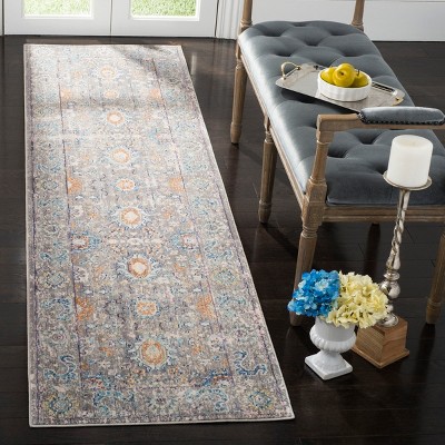 Mystique Gray and Multi Abstract Synthetic Runner Rug, 2'3" x 8'
