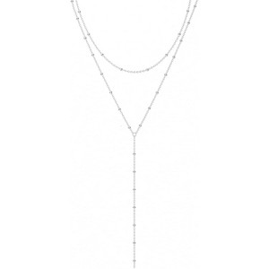 Lariat Y-Necklace for Women, 14K Gold/Silver Plated CZ Beaded Drop Pendant - 1 of 4