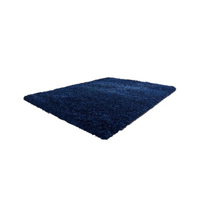 HomeRoots 5' X 7' Navy Blue Shag Hand Tufted Area Rug