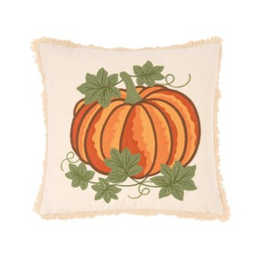 C&F Home Crewelwork Pumpkin Halloween Throw Pillow, 18" x 18" - 1 of 3
